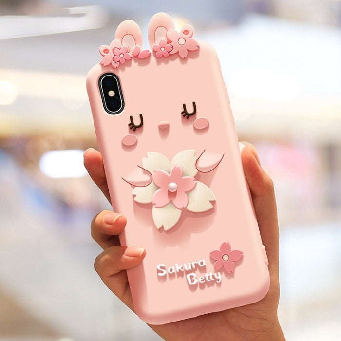 Funda de silicona anticaída con paquete completo estilo flores de cerezo para iPhone X / XS