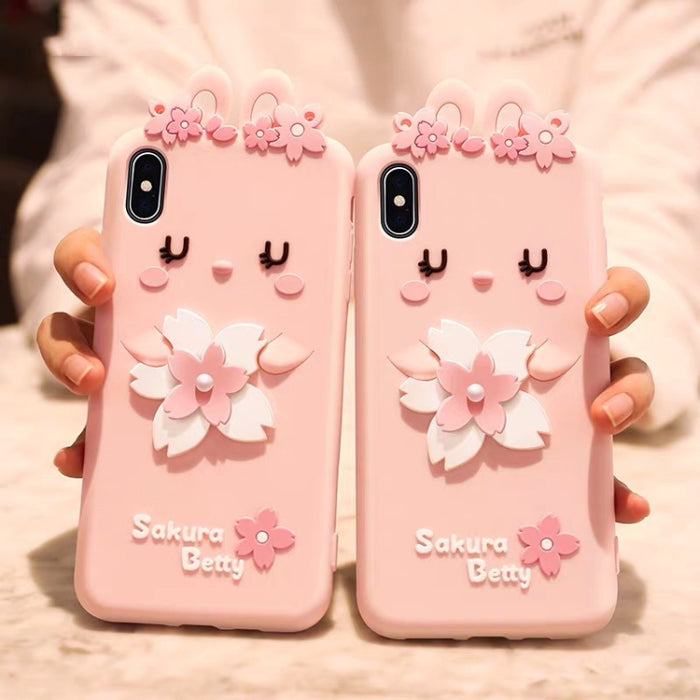 Funda de silicona anticaída con paquete completo estilo flores de cerezo para iPhone X / XS
