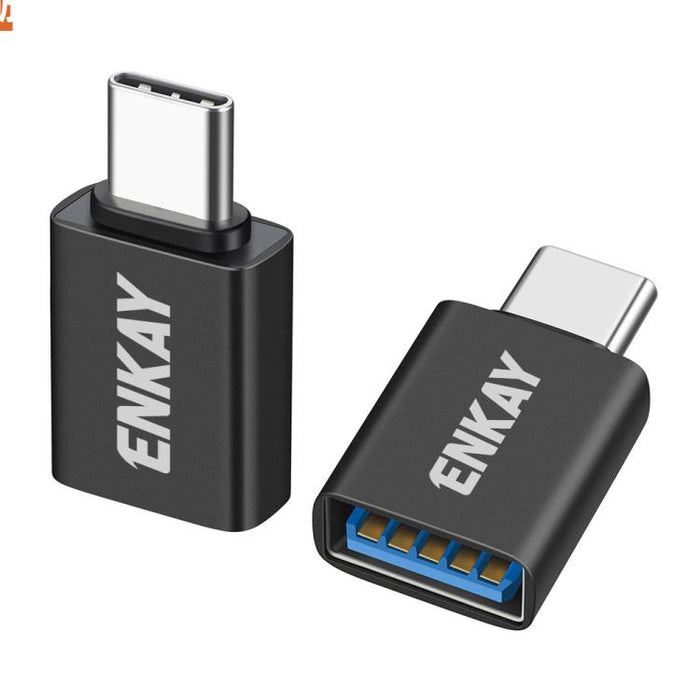 Adaptador de datos ENKAY ENK-AT134 de 10 Gbps, USB 3.2 A hembra a USB C macho, convertidor de aleación de aluminio, 2 Pcs