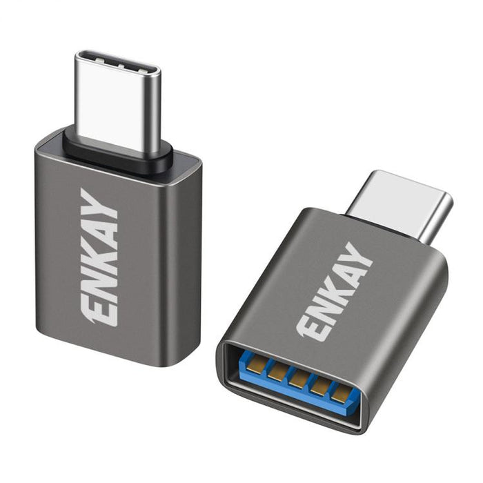 Adaptador de datos ENKAY ENK-AT134 de 10 Gbps, USB 3.2 A hembra a USB C macho, convertidor de aleación de aluminio, 2 Pcs