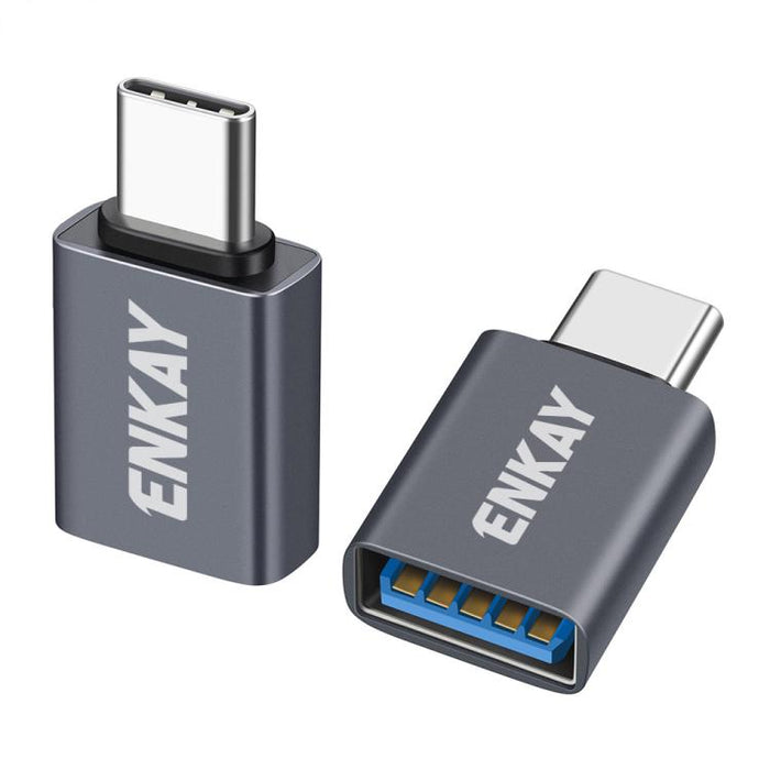 Adaptador de datos ENKAY ENK-AT134 de 10 Gbps, USB 3.2 A hembra a USB C macho, convertidor de aleación de aluminio, 2 Pcs