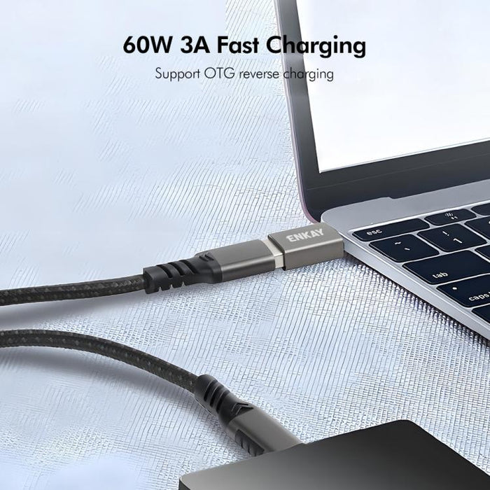 Adaptador de datos ENKAY ENK-AT134 de 10 Gbps, USB 3.2 A hembra a USB C macho, convertidor de aleación de aluminio, 2 Pcs