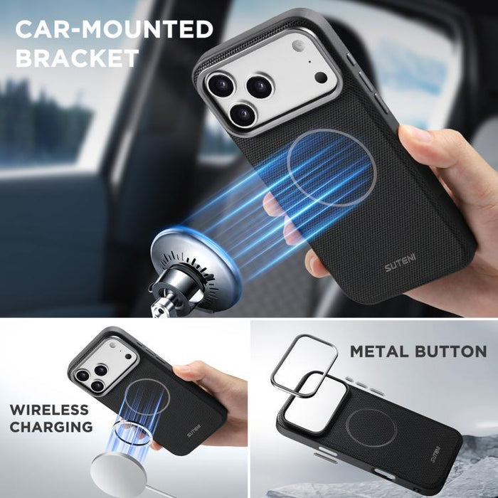 Funda para teléfono Suteni Q09 con cartera magnética desmontable 2 en 1, textura triangular y piel vegana., For iPhone 17 Pro Max, For iPhone 17 Pro, For iPhone 17, For iPhone 16 Pro Max, For iPhone 16 Pro, For iPhone 16, For iPhone 15 Pro Max         ...