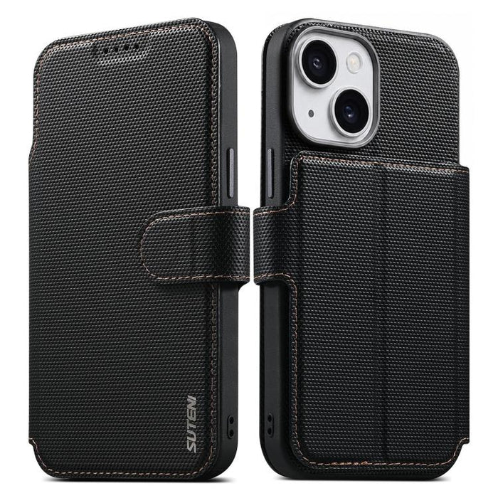 Funda para teléfono Suteni Q09 con cartera magnética desmontable 2 en 1, textura triangular y piel vegana., For iPhone 17 Pro Max, For iPhone 17 Pro, For iPhone 17, For iPhone 16 Pro Max, For iPhone 16 Pro, For iPhone 16, For iPhone 15 Pro Max         ...