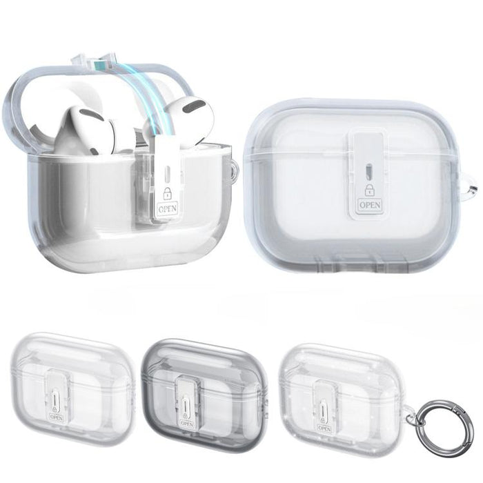 Estuche para auriculares ultratransparente con cierre de seguridad de un solo toque, For Airpods Pro 3