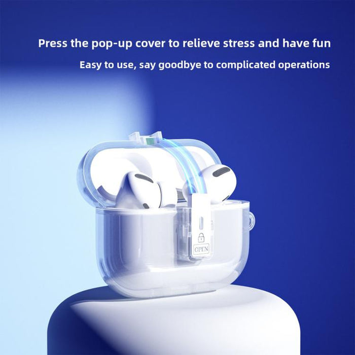 Estuche para auriculares ultratransparente con cierre de seguridad de un solo toque, For Airpods Pro 3