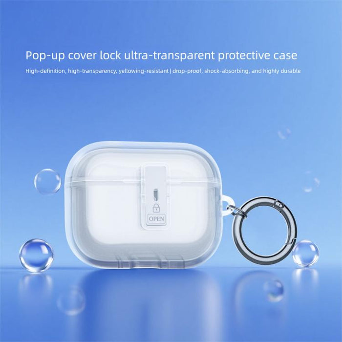 Estuche para auriculares ultratransparente con cierre de seguridad de un solo toque, For Airpods Pro 3