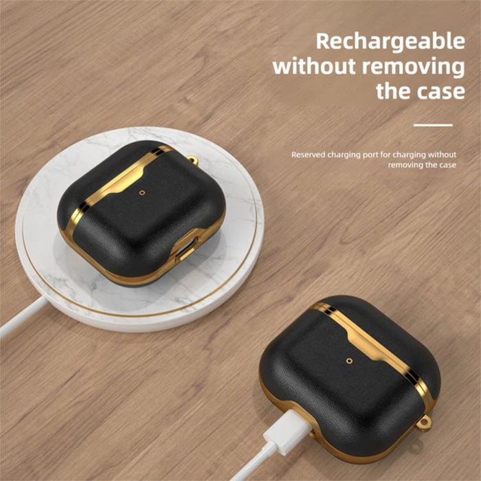 Funda protectora de cuero electrochapado a prueba de golpes Puleather, For Airpods 3