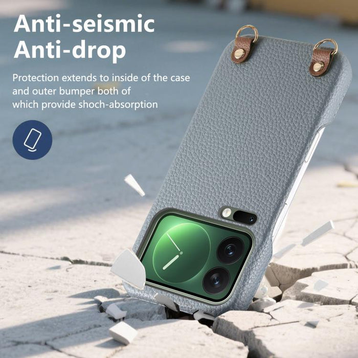 Funda para teléfono con hebilla metálica y correa cruzada, textura de lichi, de PU, For Xiaomi 17 Pro
