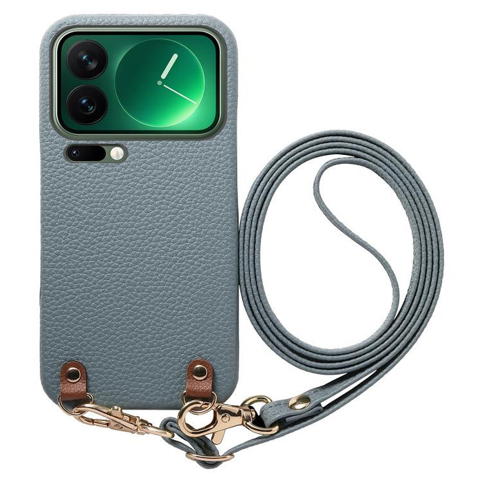 Funda para teléfono con hebilla metálica y correa cruzada, textura de lichi, de PU, For Xiaomi 17 Pro