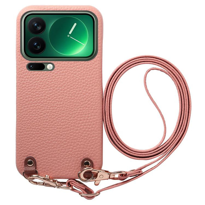 Funda para teléfono con hebilla metálica y correa cruzada, textura de lichi, de PU, For Xiaomi 17 Pro