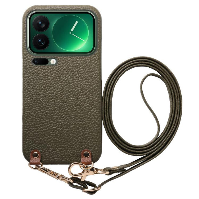 Funda para teléfono con hebilla metálica y correa cruzada, textura de lichi, de PU, For Xiaomi 17 Pro