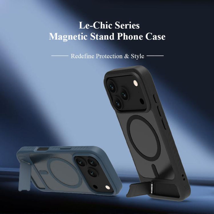 Funda magnética para teléfono LeReach Le-Chic Series con soporte oculto en forma de C, For iPhone 17 Pro