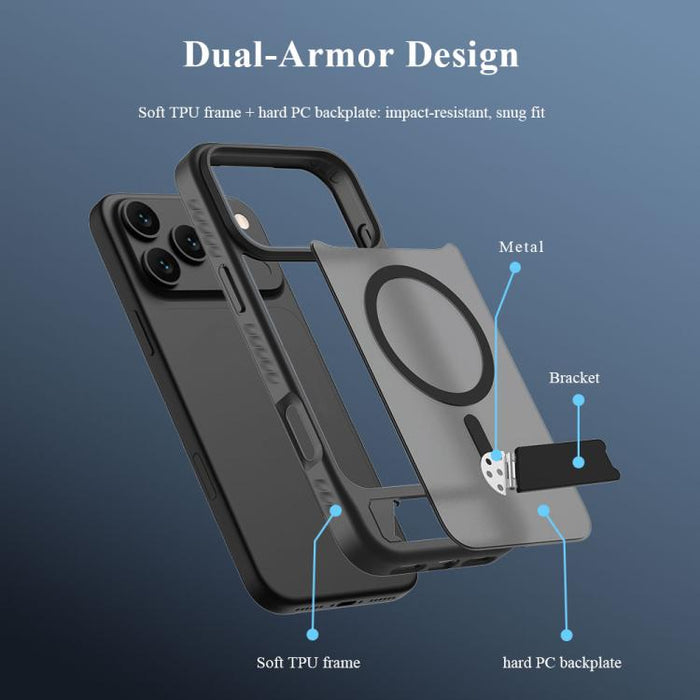Funda magnética para teléfono LeReach Le-Chic Series con soporte oculto en forma de C, For iPhone 17 Pro