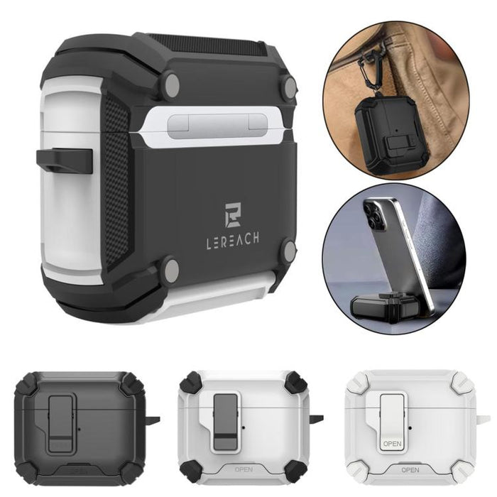 Estuche para auriculares inalámbricos LeReach Mega Series Armor Edition con soporte, For AirPods 4