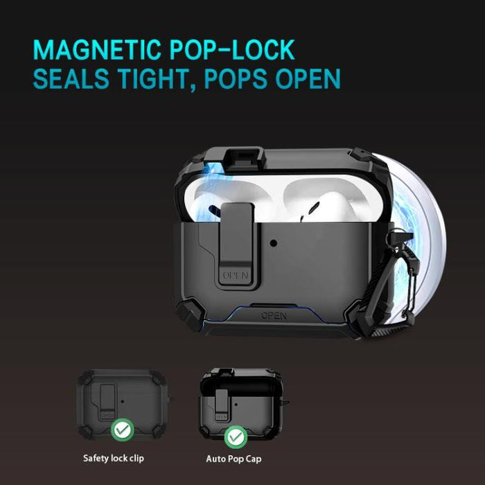 Estuche para auriculares inalámbricos LeReach Mega Series Armor Edition con soporte, For AirPods 4