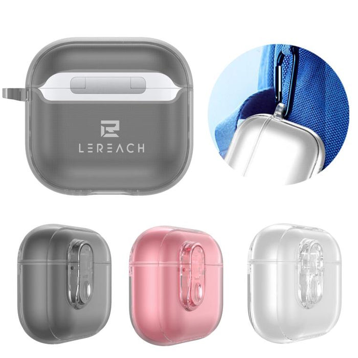 Estuche transparente para auriculares inalámbricos LeReach Mega Series con gancho, For AirPods 4