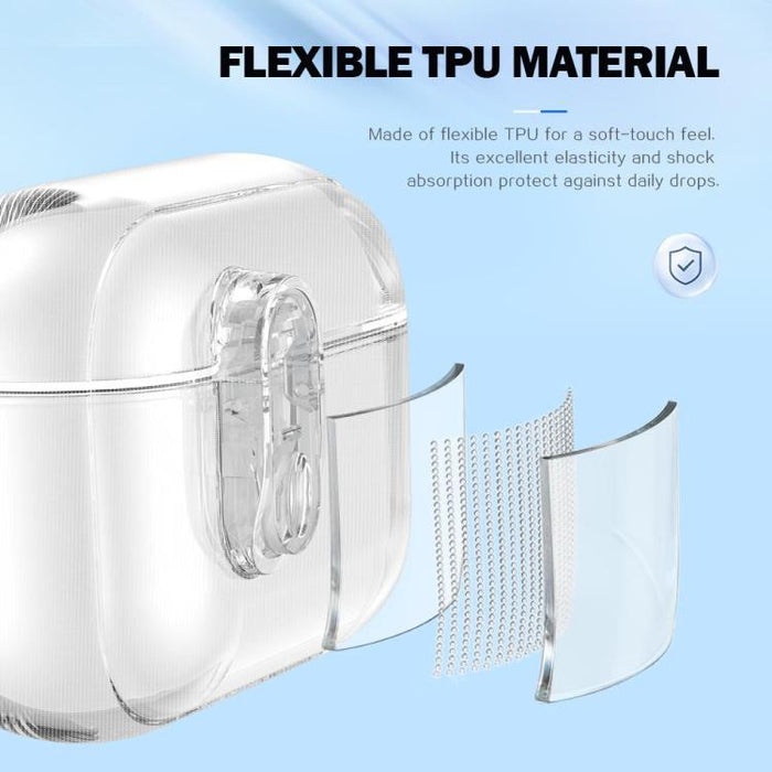 Estuche transparente para auriculares inalámbricos LeReach Mega Series con gancho, For AirPods 4