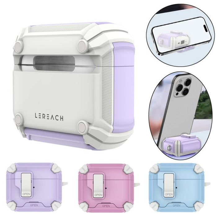 Estuche para auriculares inalámbricos LeReach Mega Series Dawn Armor Edition con soporte, For AirPods 4