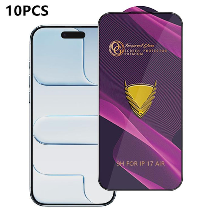 10 láminas de vidrio templado HD antiestáticas de alta alúmina con arco grande OG Purple, impresas mediante serigrafía., For iPhone 17e / 16e, For iPhone 17 Pro Max, For iPhone 17 Pro, For iPhone 17, For iPhone Air, For iPhone 16 Pro Max               ...