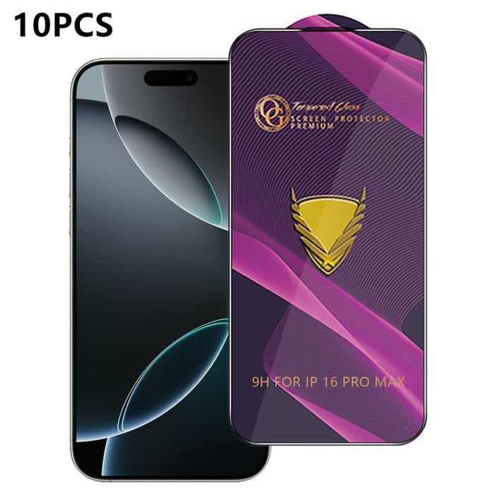 10 láminas de vidrio templado HD antiestáticas de alta alúmina con arco grande OG Purple, impresas mediante serigrafía., For iPhone 17e / 16e, For iPhone 17 Pro Max, For iPhone 17 Pro, For iPhone 17, For iPhone Air, For iPhone 16 Pro Max               ...