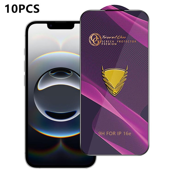 10 láminas de vidrio templado HD antiestáticas de alta alúmina con arco grande OG Purple, impresas mediante serigrafía., For iPhone 17e / 16e, For iPhone 17 Pro Max, For iPhone 17 Pro, For iPhone 17, For iPhone Air, For iPhone 16 Pro Max               ...