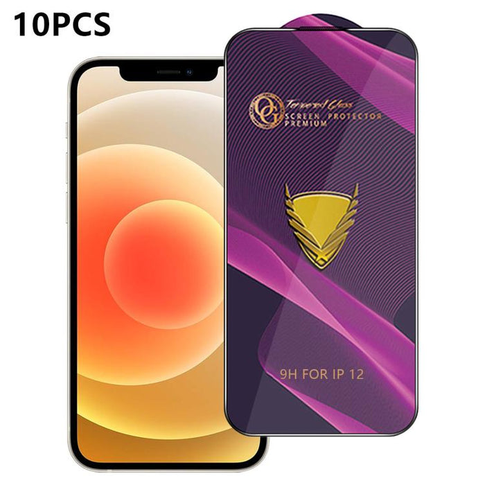 10 láminas de vidrio templado HD antiestáticas de alta alúmina con arco grande OG Purple, impresas mediante serigrafía., For iPhone 17e / 16e, For iPhone 17 Pro Max, For iPhone 17 Pro, For iPhone 17, For iPhone Air, For iPhone 16 Pro Max               ...