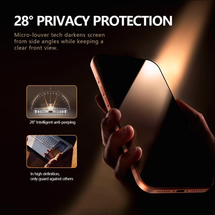 Juego de 2 protectores de pantalla de vidrio templado LeReach CF Series Full Screen Version HD Privacy Phone, For iPhone 17 Pro, For iPhone 16 Pro Max, For iPhone 15 Pro Max, For iPhone 15 Pro