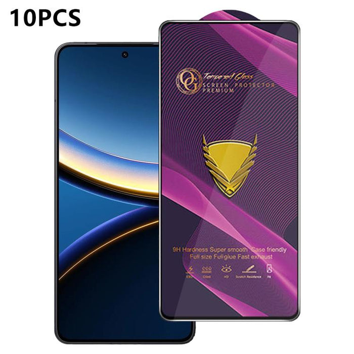 10 láminas de vidrio templado HD antiestáticas de alta alúmina con arco grande OG Purple, impresas mediante serigrafía., For Redmi K90 Max, For Xiaomi Poco C81x 4G, For Xiaomi Poco C81 Pro 4G, For Redmi R70m, For Redmi R70, For Xiaomi Poco C85x 5G     ...