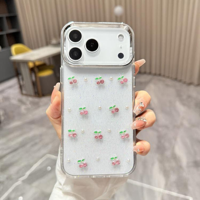 Funda para teléfono TPU con diseño de mini cereza 3D de resina epoxi, For iPhone 17 Pro Max, For iPhone 17 Pro, For iPhone 17, For iPhone Air, For iPhone 16 Pro Max, For iPhone 16 Pro, For  iPhone 16 Plus, For iPhone 16