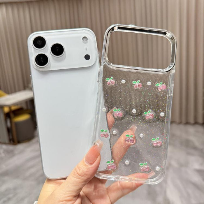 Funda para teléfono TPU con diseño de mini cereza 3D de resina epoxi, For iPhone 17 Pro Max, For iPhone 17 Pro, For iPhone 17, For iPhone Air, For iPhone 16 Pro Max, For iPhone 16 Pro, For  iPhone 16 Plus, For iPhone 16