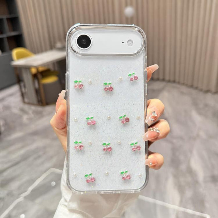 Funda para teléfono TPU con diseño de mini cereza 3D de resina epoxi, For iPhone 17 Pro Max, For iPhone 17 Pro, For iPhone 17, For iPhone Air, For iPhone 16 Pro Max, For iPhone 16 Pro, For  iPhone 16 Plus, For iPhone 16