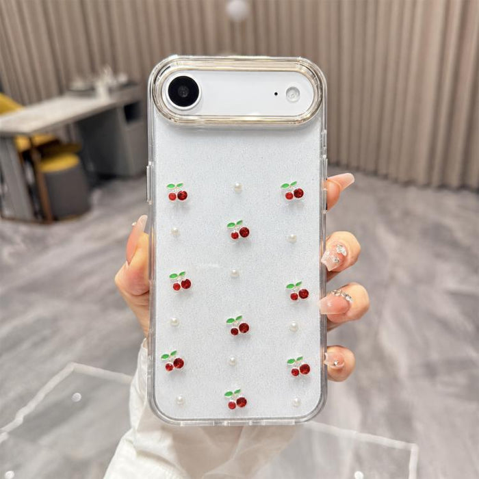 Funda para teléfono TPU con diseño de mini cereza 3D de resina epoxi, For iPhone 17 Pro Max, For iPhone 17 Pro, For iPhone 17, For iPhone Air, For iPhone 16 Pro Max, For iPhone 16 Pro, For  iPhone 16 Plus, For iPhone 16