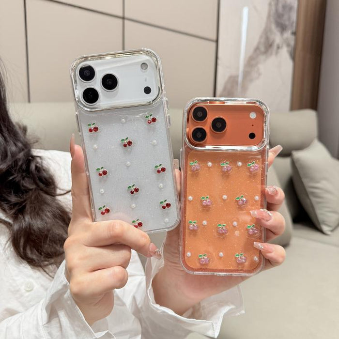 Funda para teléfono TPU con diseño de mini cereza 3D de resina epoxi, For iPhone 17 Pro Max, For iPhone 17 Pro, For iPhone 17, For iPhone Air, For iPhone 16 Pro Max, For iPhone 16 Pro, For  iPhone 16 Plus, For iPhone 16