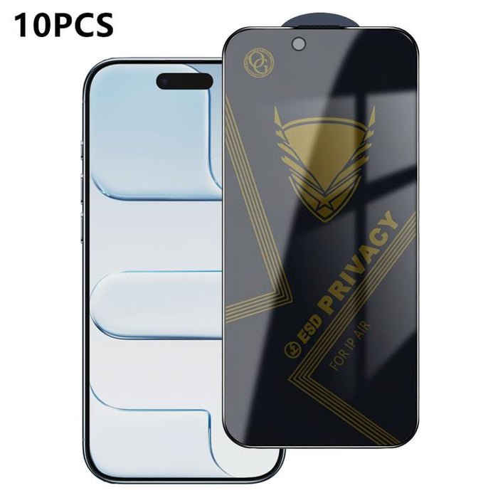 10 láminas de vidrio templado antiestático con impresión serigráfica de alto contenido de aluminio OG Golden Armor para privacidad, For iPhone 17e / 16e, For iPhone 17 Pro Max, For iPhone 17 Pro, For iPhone 17, For iPhone Air, For iPhone 16 Pro Max    ...