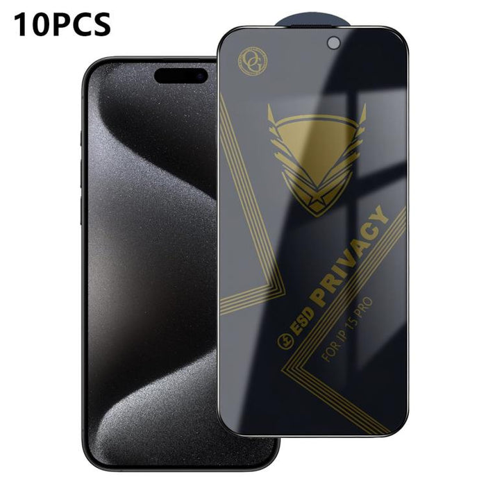 10 láminas de vidrio templado antiestático con impresión serigráfica de alto contenido de aluminio OG Golden Armor para privacidad, For iPhone 17e / 16e, For iPhone 17 Pro Max, For iPhone 17 Pro, For iPhone 17, For iPhone Air, For iPhone 16 Pro Max    ...
