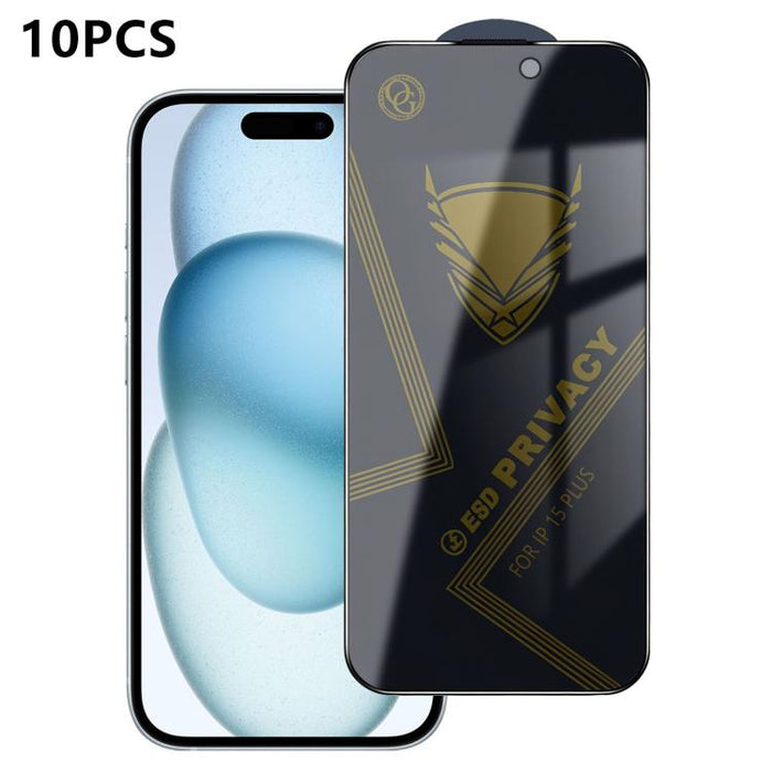 10 láminas de vidrio templado antiestático con impresión serigráfica de alto contenido de aluminio OG Golden Armor para privacidad, For iPhone 17e / 16e, For iPhone 17 Pro Max, For iPhone 17 Pro, For iPhone 17, For iPhone Air, For iPhone 16 Pro Max    ...