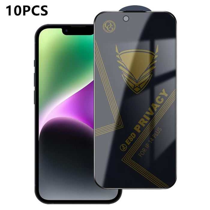 10 láminas de vidrio templado antiestático con impresión serigráfica de alto contenido de aluminio OG Golden Armor para privacidad, For iPhone 17e / 16e, For iPhone 17 Pro Max, For iPhone 17 Pro, For iPhone 17, For iPhone Air, For iPhone 16 Pro Max    ...