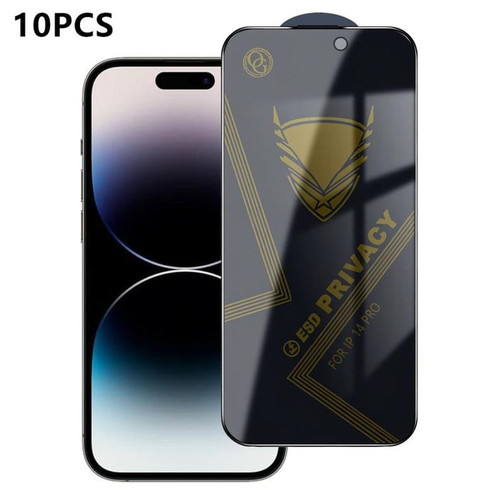 10 láminas de vidrio templado antiestático con impresión serigráfica de alto contenido de aluminio OG Golden Armor para privacidad, For iPhone 17e / 16e, For iPhone 17 Pro Max, For iPhone 17 Pro, For iPhone 17, For iPhone Air, For iPhone 16 Pro Max    ...