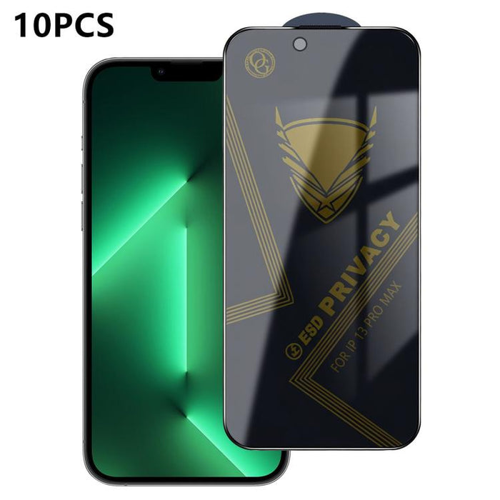 10 láminas de vidrio templado antiestático con impresión serigráfica de alto contenido de aluminio OG Golden Armor para privacidad, For iPhone 17e / 16e, For iPhone 17 Pro Max, For iPhone 17 Pro, For iPhone 17, For iPhone Air, For iPhone 16 Pro Max    ...