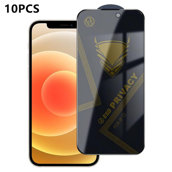 10 láminas de vidrio templado antiestático con impresión serigráfica de alto contenido de aluminio OG Golden Armor para privacidad, For iPhone 17e / 16e, For iPhone 17 Pro Max, For iPhone 17 Pro, For iPhone 17, For iPhone Air, For iPhone 16 Pro Max    ...