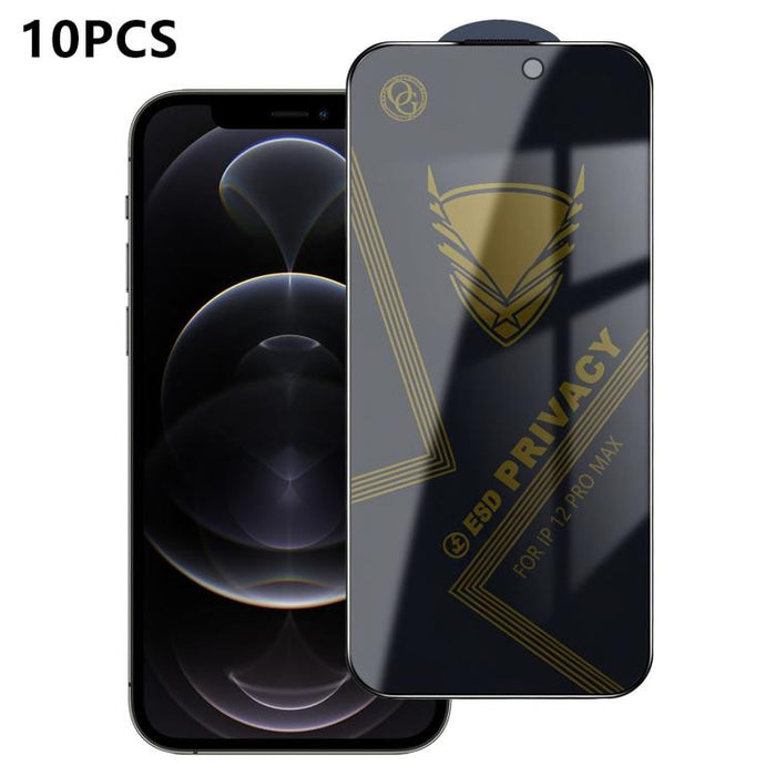 10 láminas de vidrio templado antiestático con impresión serigráfica de alto contenido de aluminio OG Golden Armor para privacidad, For iPhone 17e / 16e, For iPhone 17 Pro Max, For iPhone 17 Pro, For iPhone 17, For iPhone Air, For iPhone 16 Pro Max    ...