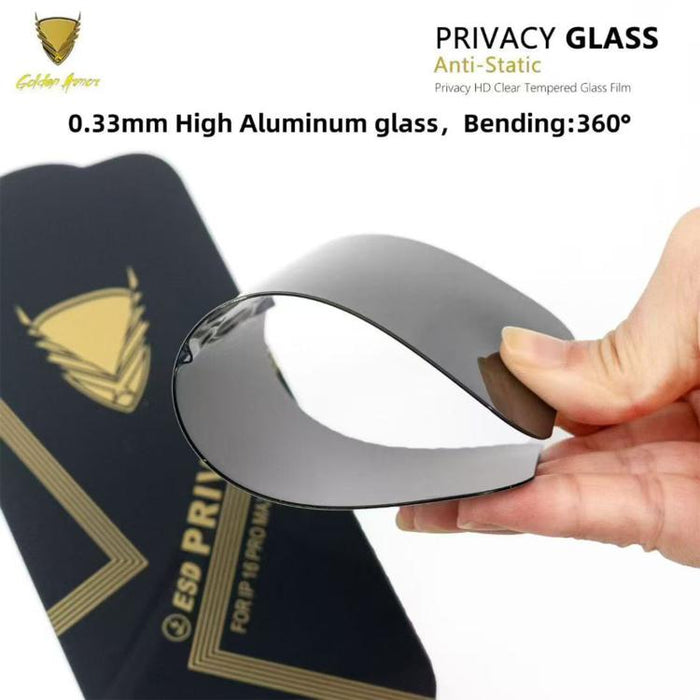 10 láminas de vidrio templado antiestático con impresión serigráfica de alto contenido de aluminio OG Golden Armor para privacidad, For iPhone 17e / 16e, For iPhone 17 Pro Max, For iPhone 17 Pro, For iPhone 17, For iPhone Air, For iPhone 16 Pro Max    ...