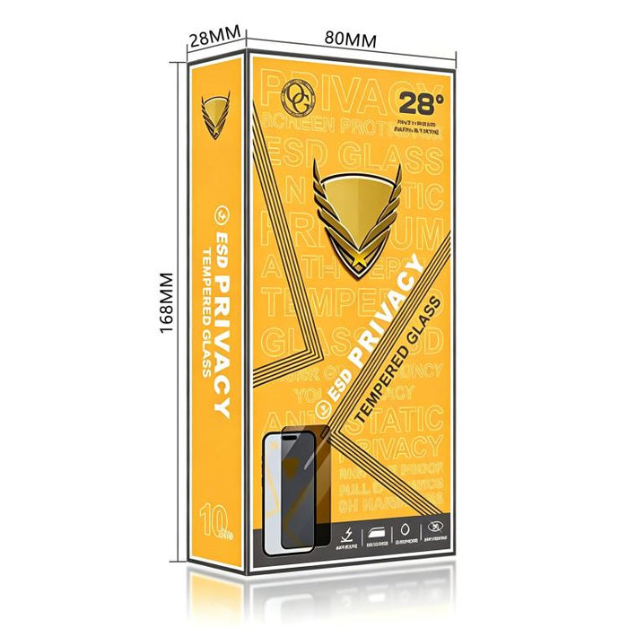 10 láminas de vidrio templado antiestático con impresión serigráfica de alto contenido de aluminio OG Golden Armor para privacidad, For iPhone 17e / 16e, For iPhone 17 Pro Max, For iPhone 17 Pro, For iPhone 17, For iPhone Air, For iPhone 16 Pro Max    ...
