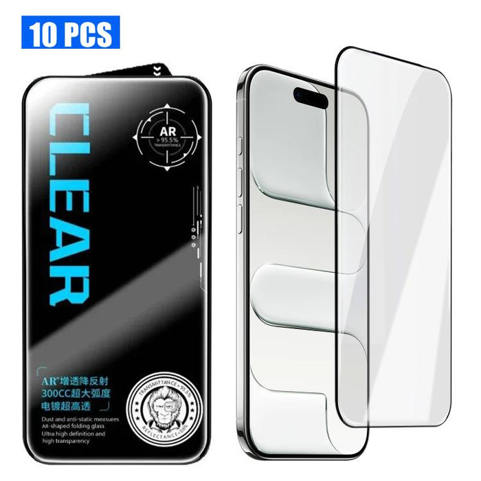 10 láminas de vidrio templado HD serigrafiadas, de alta alúmina, galvanizadas, antirreflectantes, con revestimiento AR, 300 cc y recubrimiento electrolítico., For iPhone 17 Pro Max, For iPhone 17 Pro, For iPhone 17, For iPhone Air, For iPhone 16 Pro Ma...