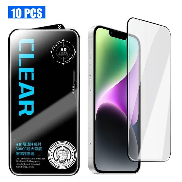 10 láminas de vidrio templado HD serigrafiadas, de alta alúmina, galvanizadas, antirreflectantes, con revestimiento AR, 300 cc y recubrimiento electrolítico., For iPhone 17 Pro Max, For iPhone 17 Pro, For iPhone 17, For iPhone Air, For iPhone 16 Pro Ma...
