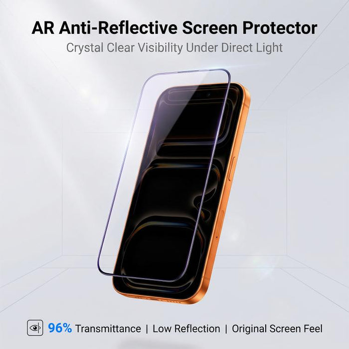 Película de vidrio templado HD serigrafiada con alto contenido de alúmina y tratamiento antirreflectante AR, For iPhone 17 Pro Max, For iPhone 17 Pro, For iPhone 17, For iPhone Air, For iPhone 16 Pro Max, For iPhone 16 Pro, For iPhone 16               ...