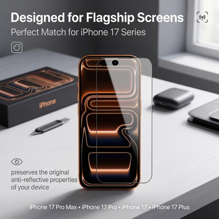 Película de vidrio templado HD serigrafiada con alto contenido de alúmina y tratamiento antirreflectante AR, For iPhone 17 Pro Max, For iPhone 17 Pro, For iPhone 17, For iPhone Air, For iPhone 16 Pro Max, For iPhone 16 Pro, For iPhone 16               ...