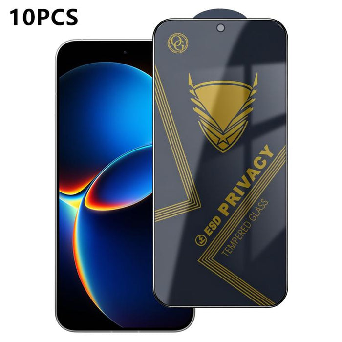 10 láminas de vidrio templado antiestático con impresión serigráfica de alto contenido de aluminio OG Golden Armor para privacidad, For Redmi K90 Max, For Xiaomi Poco C81x 4G, For Xiaomi Poco C81 Pro 4G, For Redmi R70m, For Redmi R70                   ...
