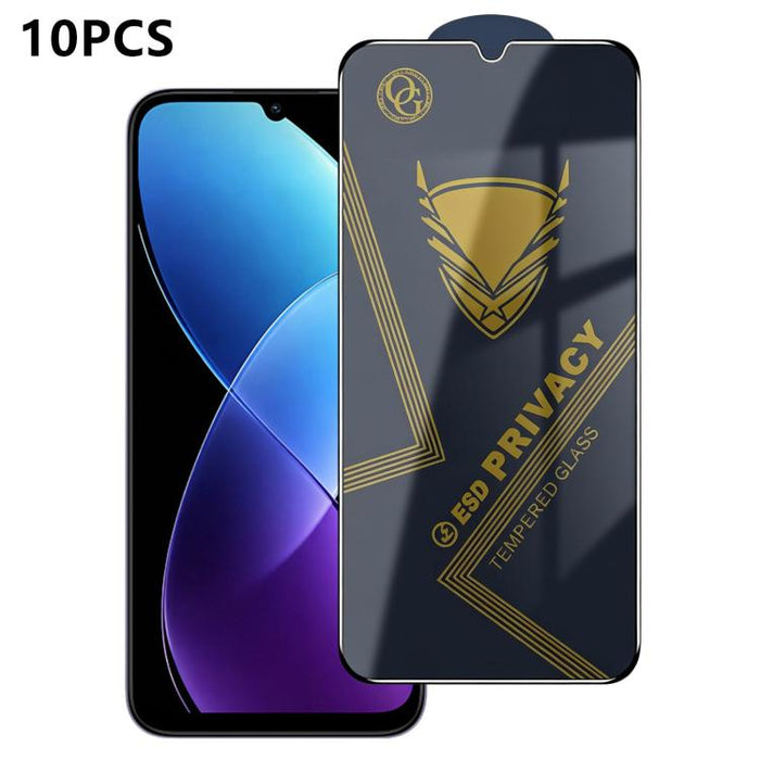 10 láminas de vidrio templado antiestático con impresión serigráfica de alto contenido de aluminio OG Golden Armor para privacidad, For Redmi K90 Max, For Xiaomi Poco C81x 4G, For Xiaomi Poco C81 Pro 4G, For Redmi R70m, For Redmi R70                   ...